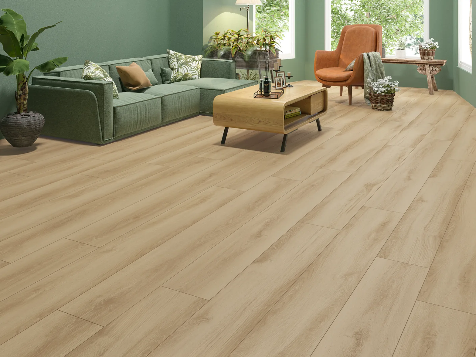 GemCore Seaside Holden waterproof laminate in a furnished living room