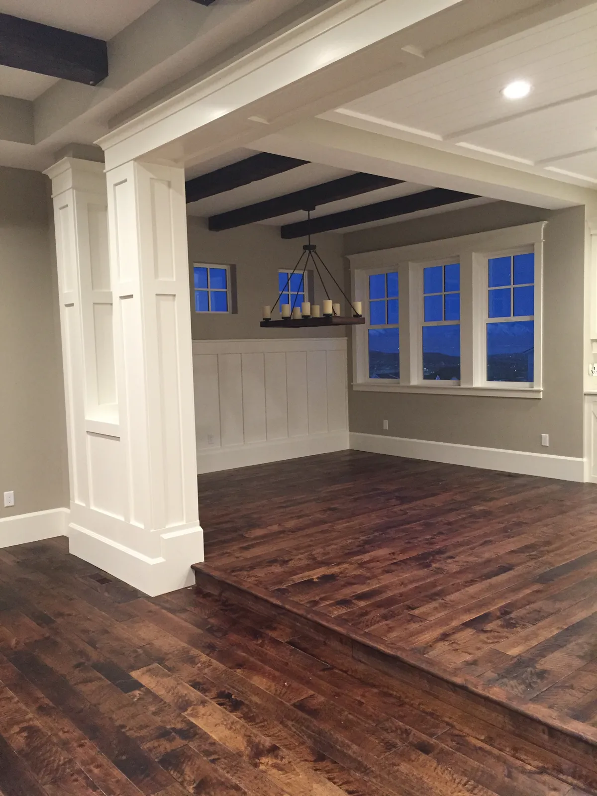 Hardwood floor in craftsman living room