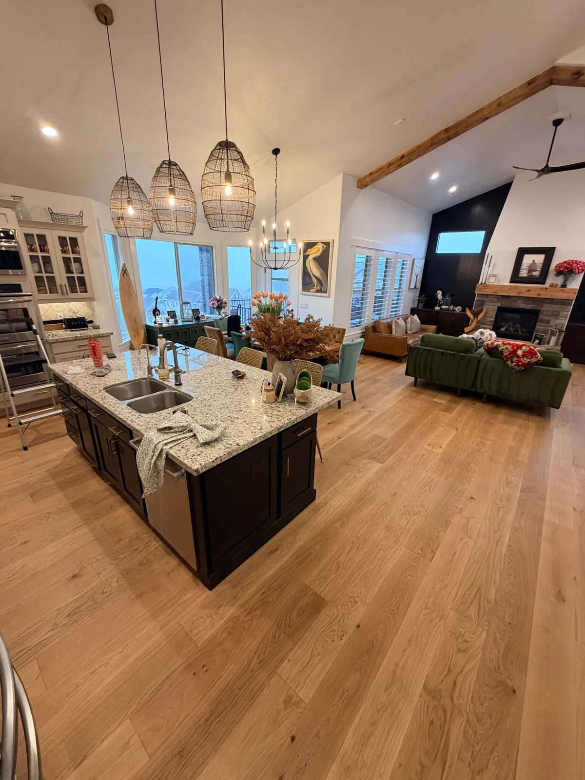 Hardwood flooring in a Utah family home ready for refinishing
