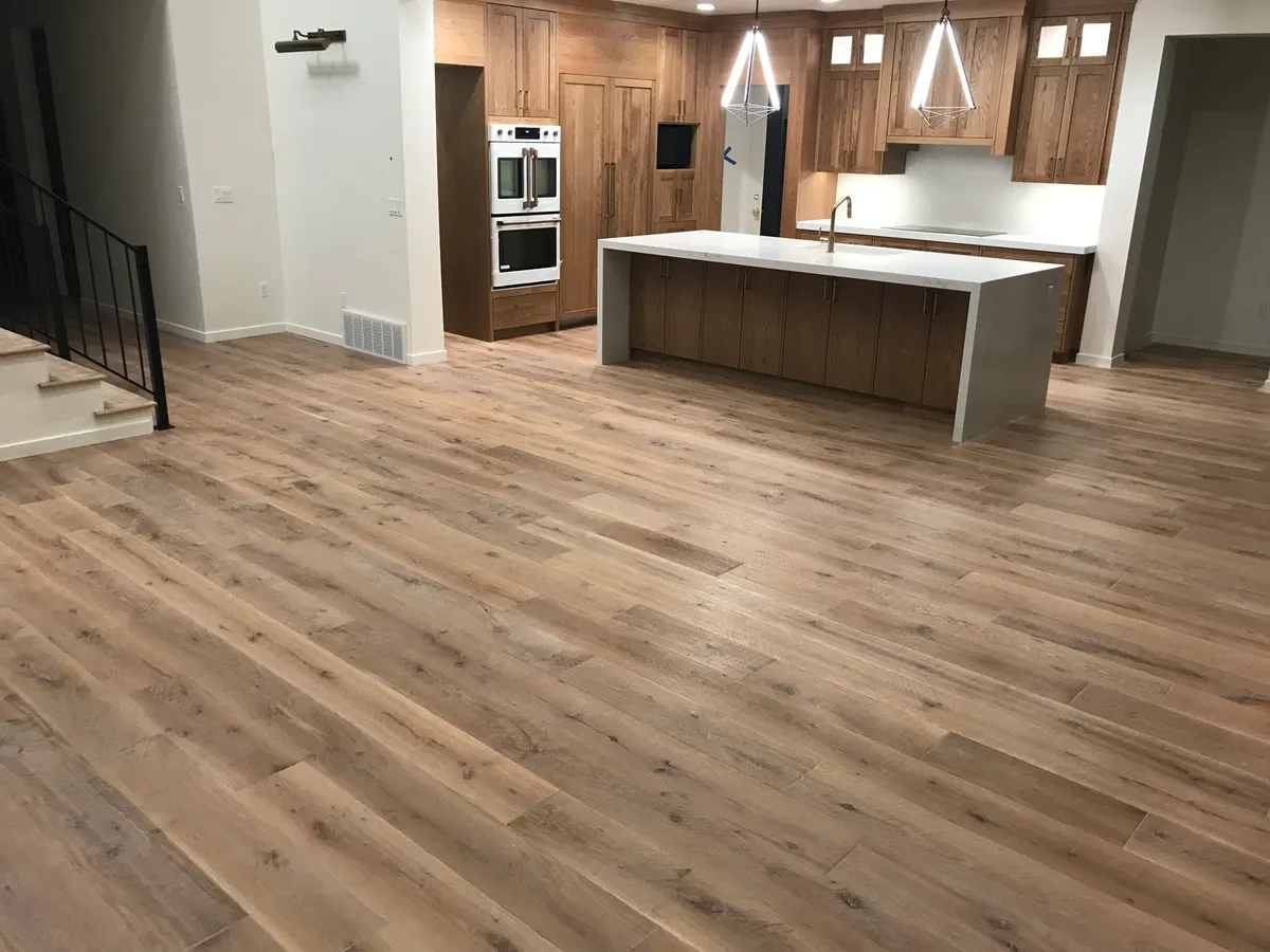 New build kitchen with hardwood floors