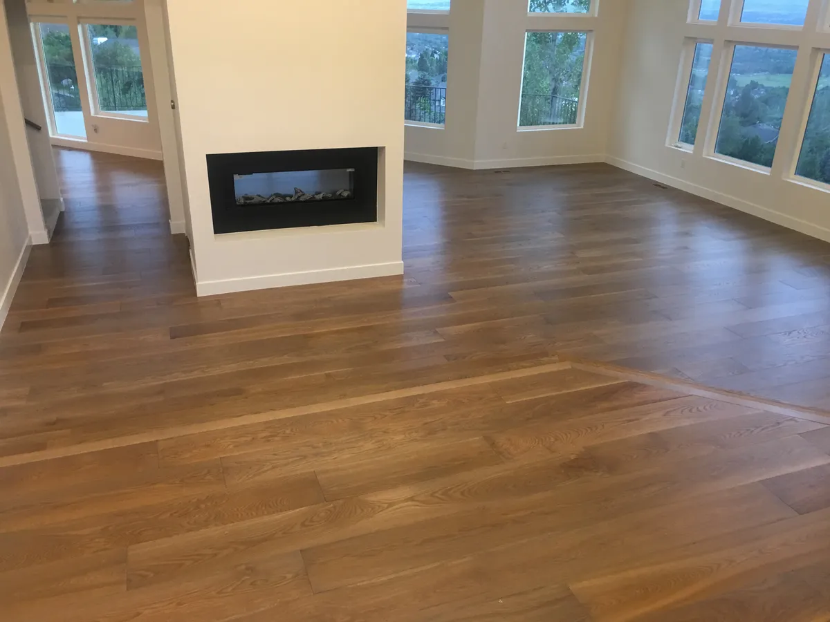 Hardwood flooring in an east-bench style Salt Lake County living room