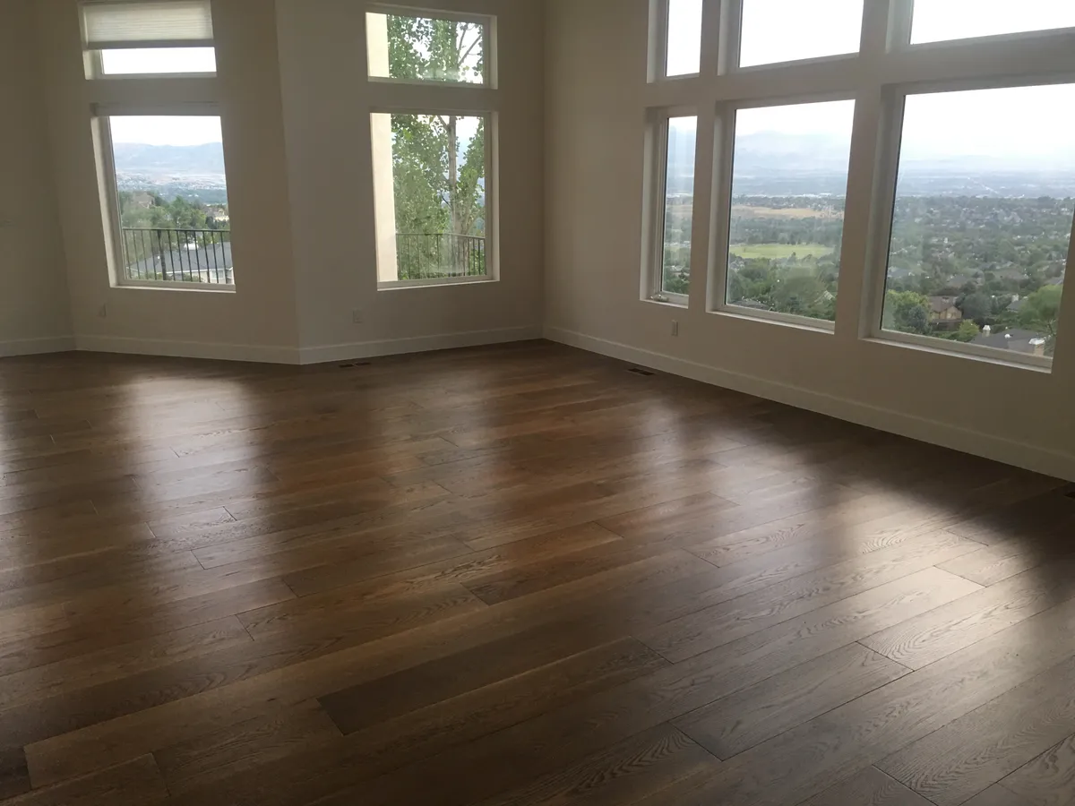 Hardwood flooring in a mountain-view Utah home