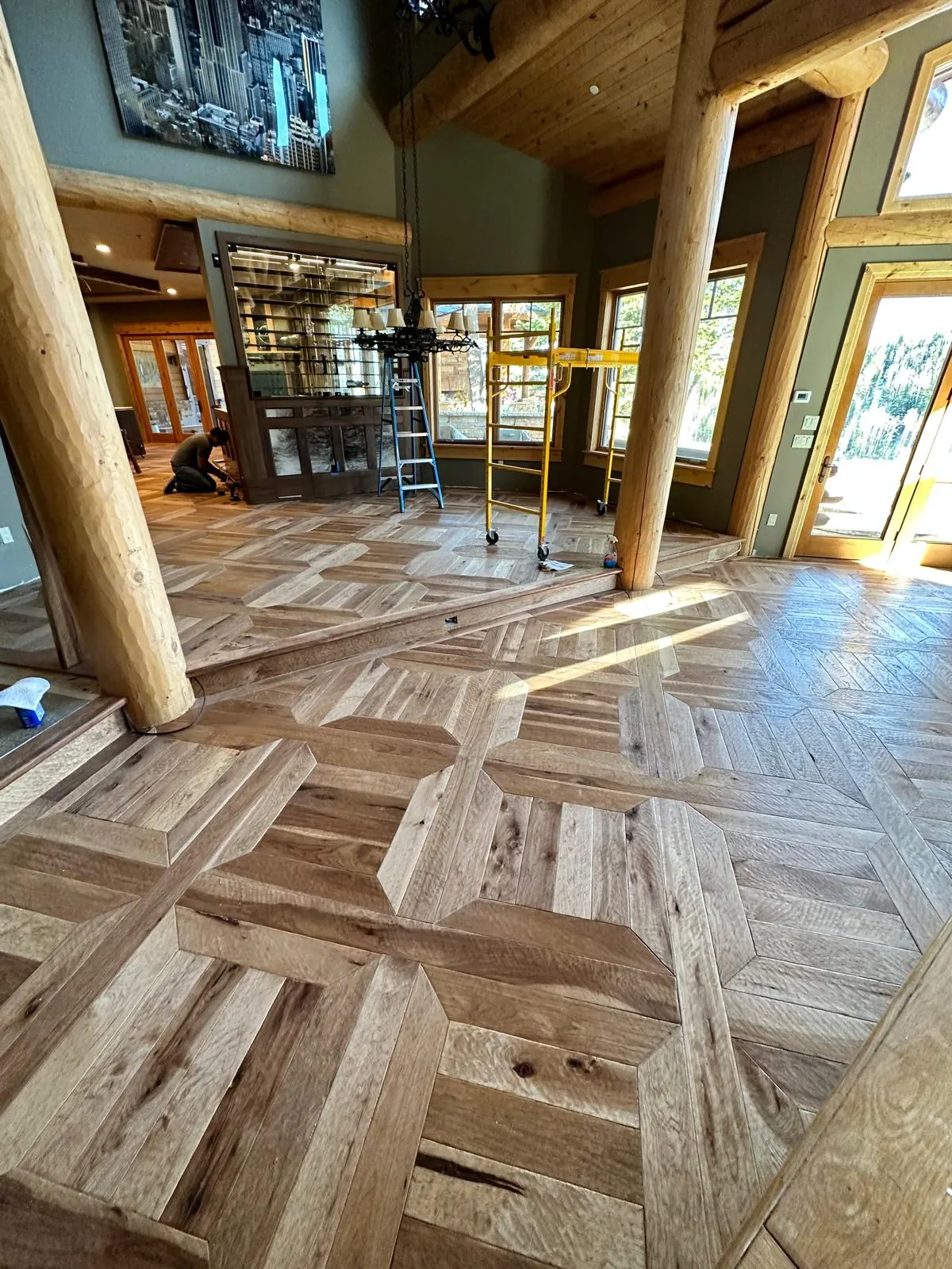 Real Plank & Go mountain-view new-build hardwood install in a Utah home