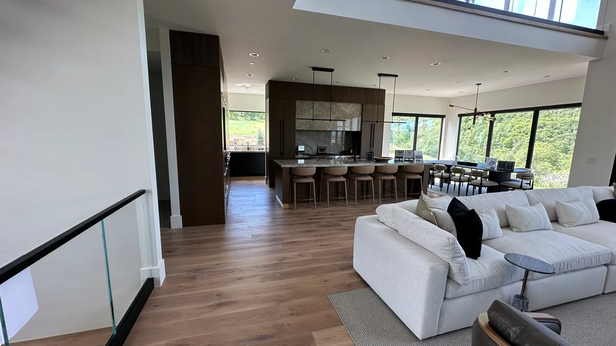 Beautiful hardwood floors in a Utah home with mountain views