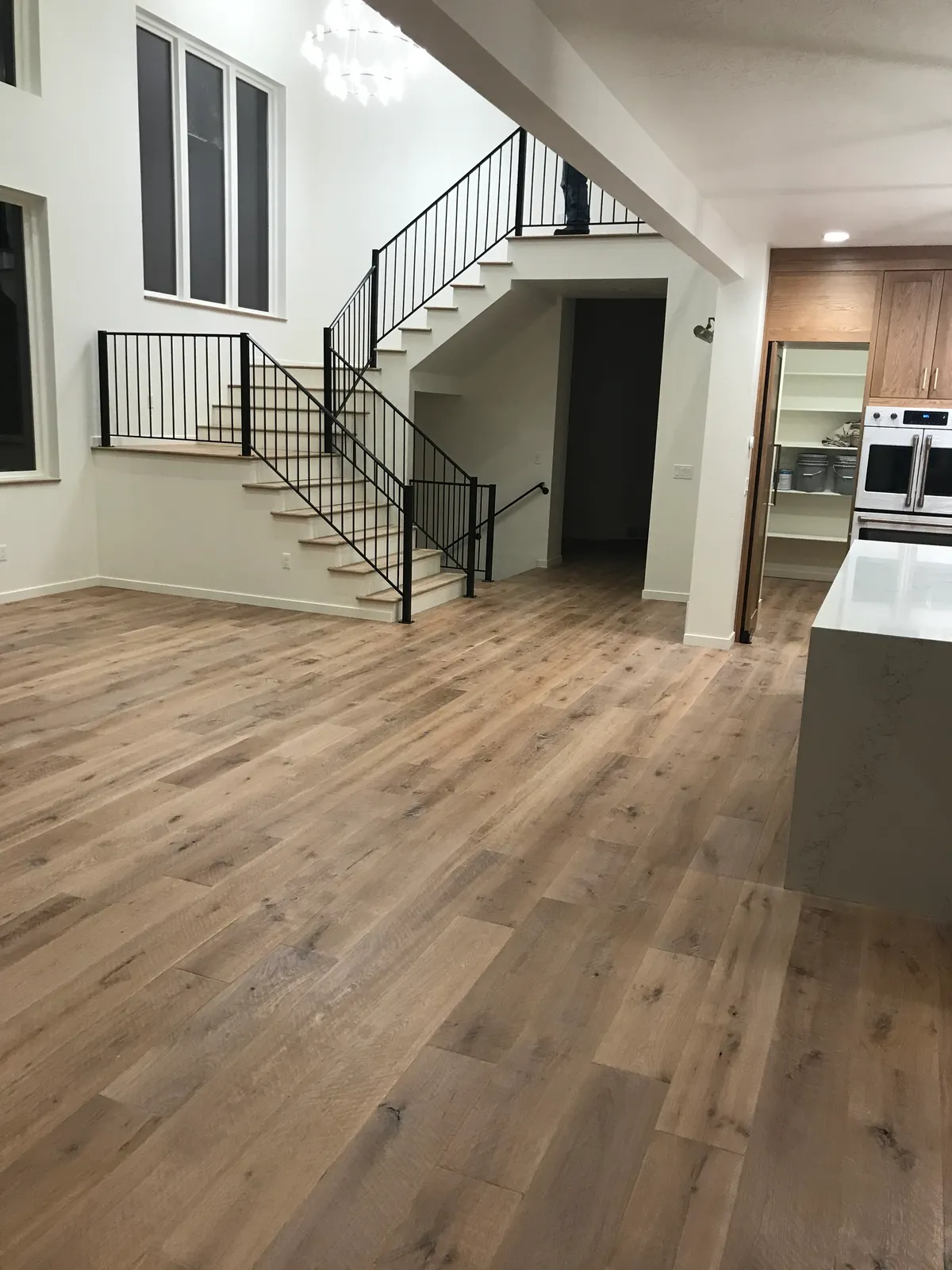 New build open plan with hardwood floors