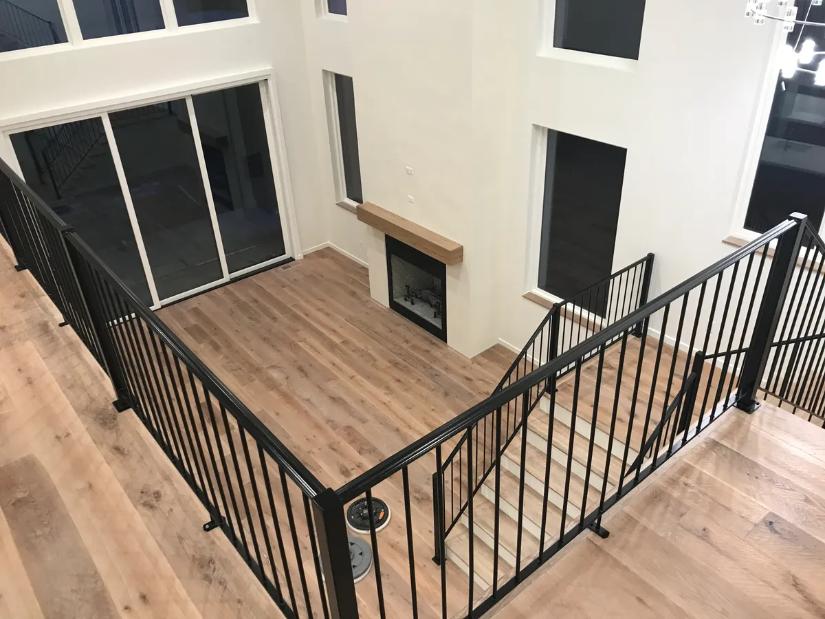 Open plan new build with hardwood staircase