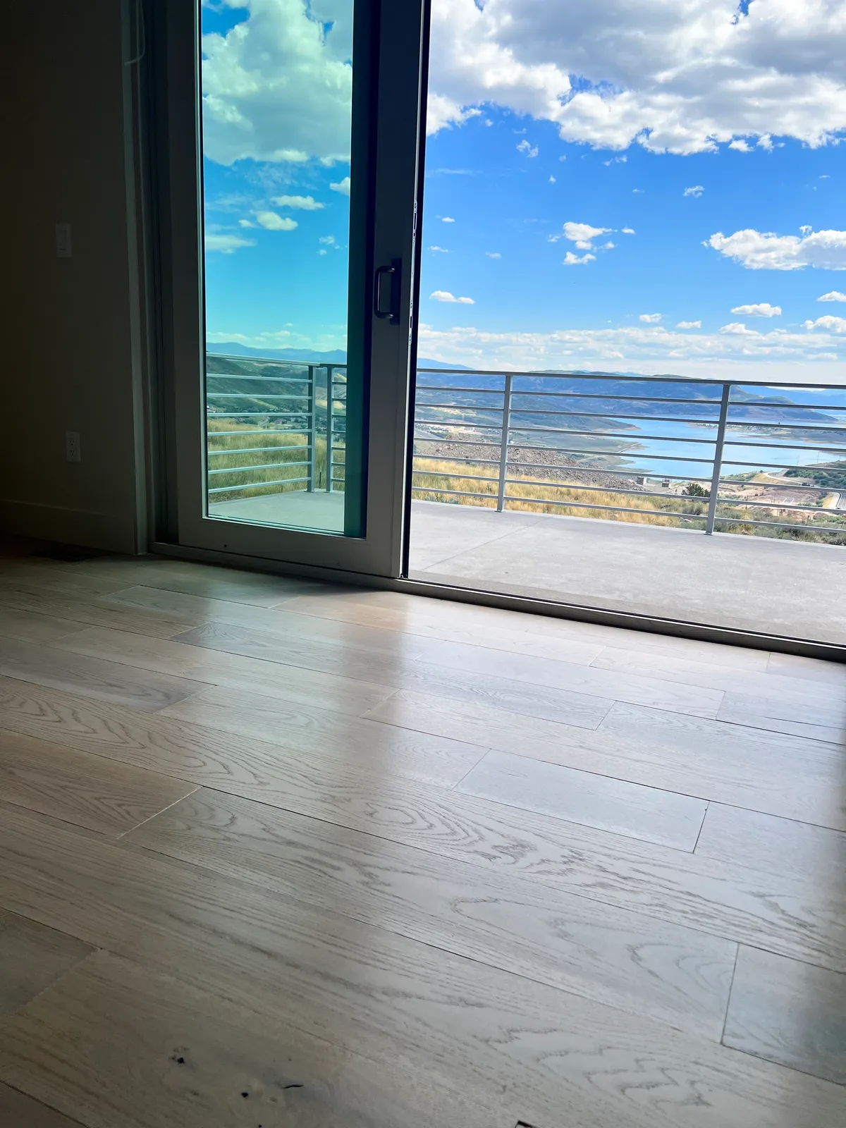 Hardwood flooring with lake views